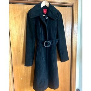 OSCAR DE LA RENTA: Women’s Black Angora Wool Belted Pea Coat - Size 4